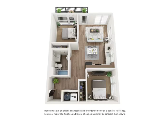 2 Bed 1 Bath 522 floor plan